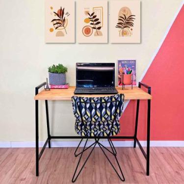 Imagem de Mesa para Escritório de Ferro e Madeira Industrial Steel 100cm Nozes e