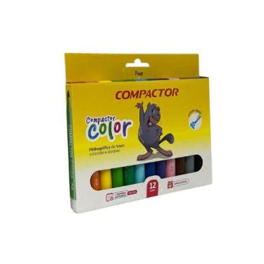 Imagem de Canetinha Hidrográfica Color Escolar com 12 Cores Compactor - Compacto