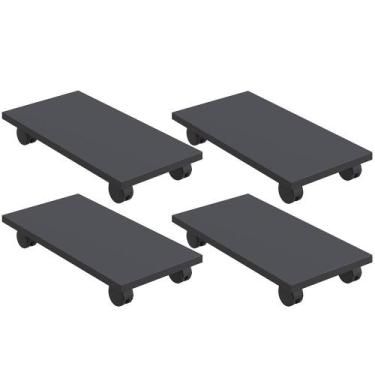 Imagem de Kit 04 Suportes Para Cpu Com Rodízios Cyber L03 Preto - Lyam Decor