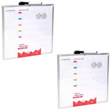 Imagem de 2 Quadro Magnético Lousa p/ Recados Semanal Anotações 29cm - Inter