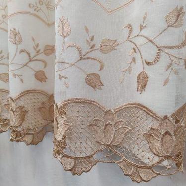 Imagem de Cortina Luxo Alto Padrão Bordada De Linho Com Gripir Para Sala Quarto 