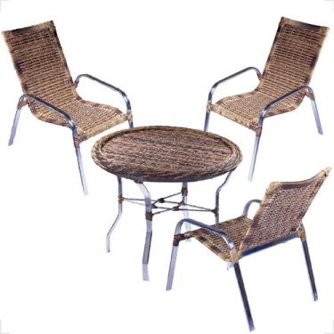 Imagem de Conjunto 3 Cadeiras e Mesa Alta Alumínio Para Área Externa Fortaleza F