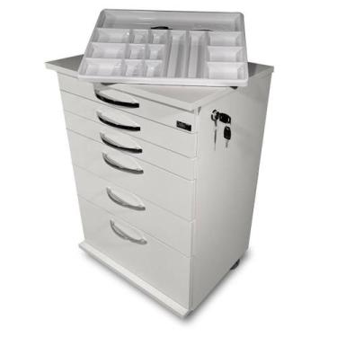 Imagem de Mesa Auxiliar Odontológica Com Tranca Para Todas As Gavetas - Deki Móv