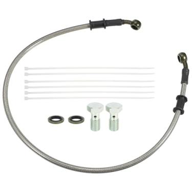 Imagem de uxcell 1 conjunto de mangueira de linha de embreagem ou freio hidráulico de motocicleta de 70 cm, universal para motocicleta, motocicleta, quadriciclo, scooter com parafusos