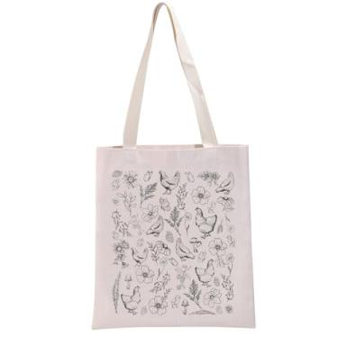 Imagem de G2TUP Presente engraçado para amantes de galinhas com flores silvestres, bolsa de mão de galinha, presente para mãe de galinha, presente para fazendeiros, Frango com flores silvestres