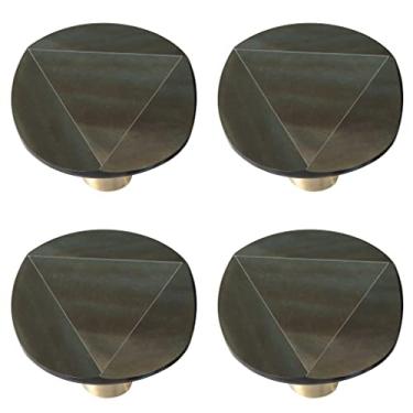Imagem de Rockcloud Pacote com 4 maçanetas redondas coloridas de pedra obsidiana com parafusos, puxadores de pedra polida para armários cômodos, decoração de escritórios domésticos