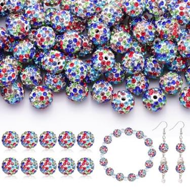 Imagem de 105 peças de contas de strass de 10 mm para fabricação de joias, contas brancas mistas redondas brilhantes de bola de discoteca a granel, argila de cristal brilhante de Natal para pulseira, colar de