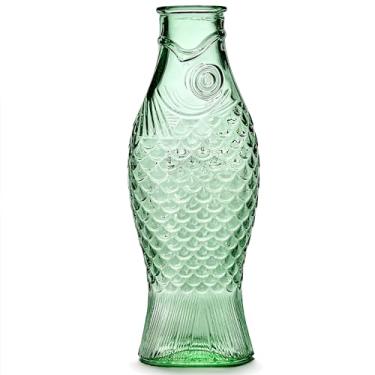 Imagem de Jarra de água de vidro | Copos de peixe e peixe da Paola Navone | Decantador de garrafa de vinho | Recipiente verde transparente para bebidas quentes e frias | Dispensador de bebidas na geladeira,