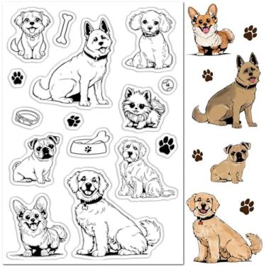 Imagem de CRASPIRE Carimbos de borracha transparente com desenho animado de cachorro, ossos de cachorro, vintage, reutilizáveis, transparentes, selos, carimbos de silicone para fazer você mesmo, álbum de fotos,