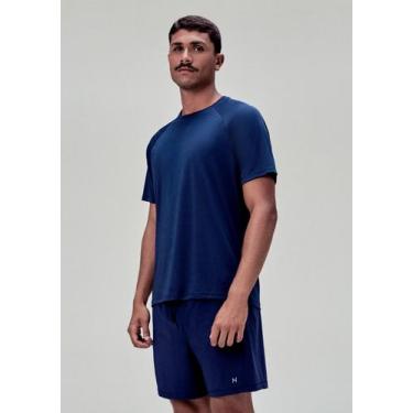Imagem de Camiseta Esportiva Masculina Recorte Texturizado - Hering, P, Azul