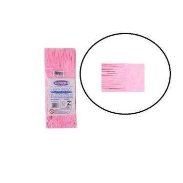 Imagem de Kit Papel de Bala Seda com franja Rosa claro 190 unidades - Lynx produ