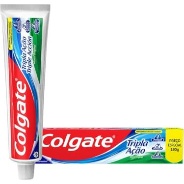 Imagem de Colgate Creme Dental Tripla Ação Menta Original, Hálito refrescante com efeito duradouro, ideal para uso diário com flúor, 180g
