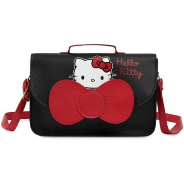 Imagem de Hello Kitty Bolsa Sanrio Kuromi My Melody Fashion Shopping Travel Gifts, Preto/vermelho, One Size