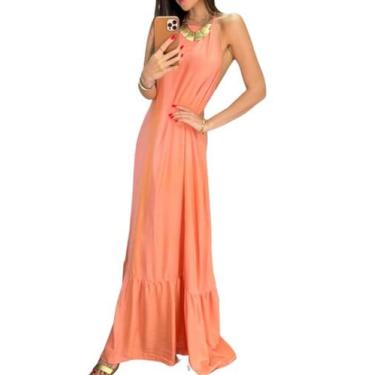 Imagem de Vestido Longo Frente Única Forrado Decotado Festa Casamento Formatura 