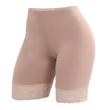 Imagem de Short Segunda Pele Anágua Feminina Barra Renda Preto/bege Roupa Intima