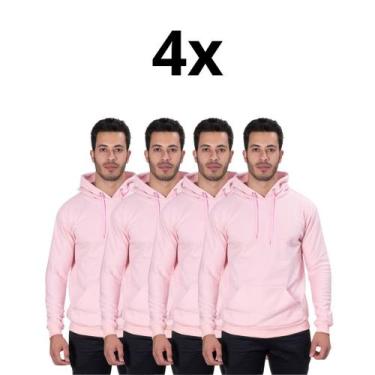 Imagem de Moletom Casaco Blusa De Frio Canguru AL7 Store Kit Com 4 Peças, Rosa, 