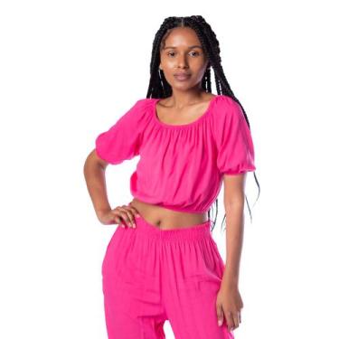 Imagem de Blusa Cropped Feminina Averzzy Ciganinha Rosa, Rosa, P