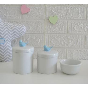 Imagem de Kit Higiene Porcelana Bebê Moderno Quarto Banho K015 Pássaro - Ciranda