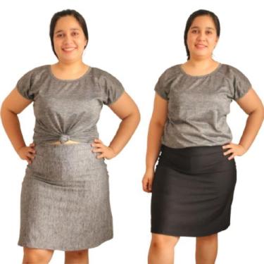 Imagem de Kit com 2 shorts saia plus size para academia moda evangélica suplex F