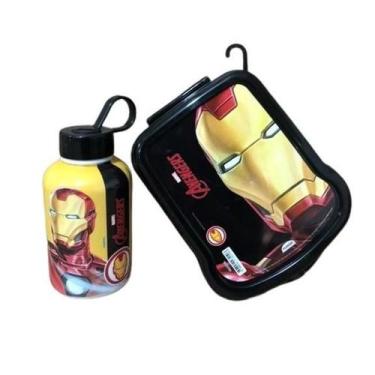 Imagem de Kit Infantil Menino Personagem Marvel Garrafa Cilíndrica - Plasutil