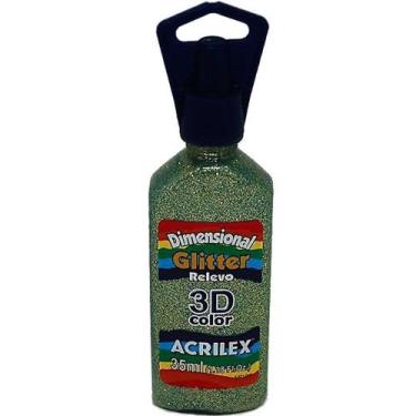 Imagem de Tinta Dimensional Relevo 3D Glitter Verde Citrico - ACRILEX