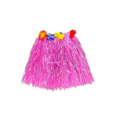 Imagem de Saia Havaiana - Adereço de Carnaval  - Rosa - 30cm - Mod:466 - 01 unid
