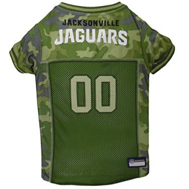 Imagem de NFL Jacksonville Jaguars Camiseta camuflada para cães, GG - CAMO PET Jersey disponível em 5 tamanhos e 32 times da NFL. Camiseta para cães de caça