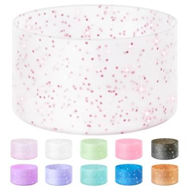 Imagem de Vmini Capa protetora para garrafas, silicone, glitter, compatível com Stanley Tumbler 591 ml–1,18 L, garrafa de água Hydro Flask 355 ml–710 ml, com fundo de 7,1–7,5 cm, base antiderrapante, brilhante