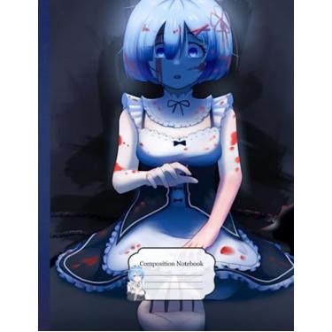 Imagem de Composition NoteBook: Rem Re Zero Ram Kanjii D44, 8.5x11 Inches - 110 page Creative Journal Cosy Winter Vaion Anime On Special Days For Children Girls Boys Kids Teens Adults Gift