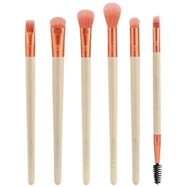 Imagem de EcoTools Conjunto de pincéis de maquiagem Elements Fiery Eye, para sombra e delineador, pincéis de mistura para os olhos, pincéis de maquiagem ecológicos, edição limitada, laranja,