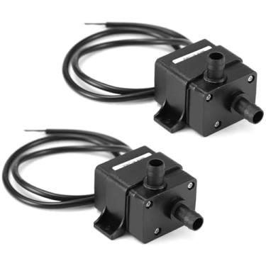 Imagem de QWORK Bomba de água de 12 V CC, motor sem escovas submersível, ultra-silencioso, 240 L/H, cabeça de 3 m, impermeável, para lago, aquário, aquário e fonte - pacote com 2