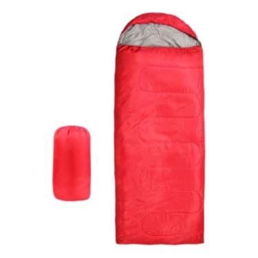 Imagem de ZiDeTang Sacos de dormir de poliéster à prova d'água, quente, acampamento, caminhadas, viagens ao ar livre com sacos de compressão (vermelho, 2,4 kg)
