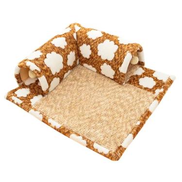 Imagem de IEUDNS Pet Cat Túnel Cama Esconderijo com Jogando Bola Brinquedo Respirável Kitty Caverna Interativa para ouriços Furões Pet Supplies Hamster, M Size Coffee