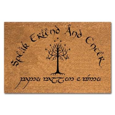 Imagem de Capacho engraçado de coco fala amigo e entre com o capacho élfico tapete de entrada ao ar livre com varanda frontal resistente tapete de boas-vindas tapete de coco natural novidade presente engraçado