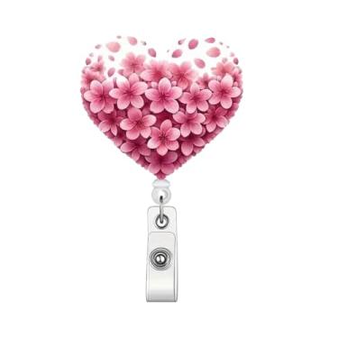 Imagem de Carretel de crachá retrátil para enfermeira médica e enfermeira, suporte de crachá de flor de primavera com clipe jacaré, fofo, retrátil, cartão de identificação, decoração de crachá, carretel de