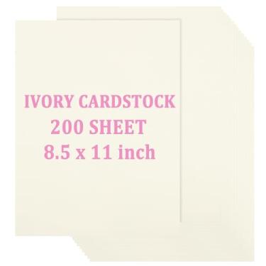 Imagem de Acrux7 200 folhas de cartolina marfim 20 x 28 cm branco creme papel cartolina 50 kg/300 g/m² papel para impressora de cartão marfim para convites, currículos, certificados, artesanato DIY, fabricação