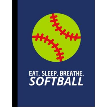 Imagem de Eat Sleep Breathe Softball: Composition Notebook One Subject | 110 Wide Ruled Pages, 8.5 x 11 in. | Navy Blue