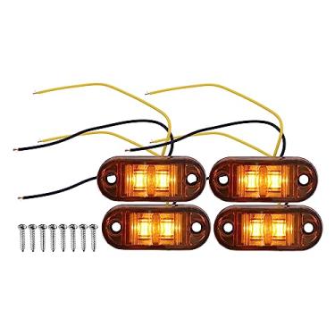 Imagem de A ABSOPRO Luz de Marcação Lateral Dianteira Traseira 2 LED Impermeável Exterior Posição Oval Lâmpada para Caminhão Camper Van Caminhão RV Plástico Âmbar (conjunto de 4)