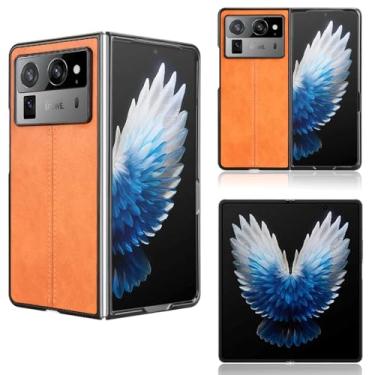 Imagem de Kukoufey Capas de telefone compatíveis com Tecno Phantom V Fold2, couro PU retrô, ultrafino, à prova de choque, compatível com Tecno Phantom V Fold 2 AE10-OP capa amarela