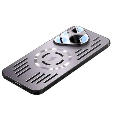 Imagem de POYUFRG Capa de metal para Huawei Pura 70 Ultra/70 Pro/70 Pro+/70, capa de ventilação magnética de liga de aviação, proteção de lente oca rígida, roxa, 70 Pro+