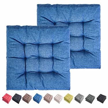 Imagem de SEKUMDAN Almofadas de cadeira de pátio 50,8 cm x 50,8 cm Conjunto de 2 almofadas de assento de móveis confortáveis para ambientes internos e externos cadeiras de cozinha de balanço (2, azul)