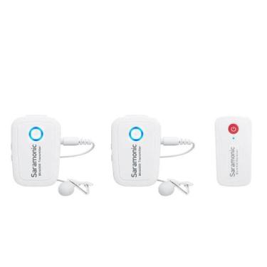 Imagem de Microfone lapela sem fio duplo p/ celular e câmeras branco - SARAMONIC