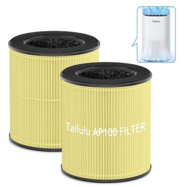 Imagem de Purificadores de ar para casa grande sala de até 1500 pés², filtro purificador de ar para purificador de ar Tailulu AP100, filtro HEPA H13 verdadeiro 3 em 1, 2 peças (amarelo)