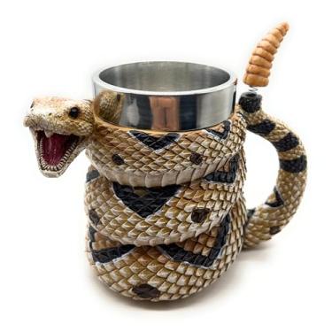 Imagem de RUSTIX Caneca de cobra - Caneca de cascavel realista, xícara de café de 473 ml Diamondback Rattler, presente exclusivo para amantes de répteis, design de inspiração ocidental, perfeita para
