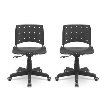 Imagem de Kit 2 Cadeiras para Escritório Ergonômica Secretária Giratória Ergoplax Mais Nr17 Preto