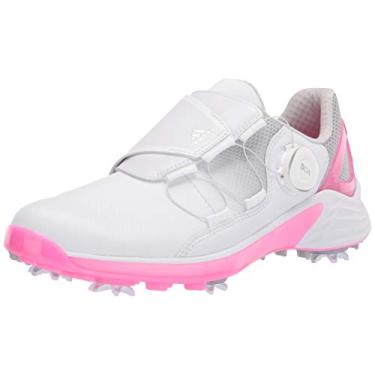 Imagem de adidas Sapatos de Golfe para Mulher, Branco/prata metálico/rosa grito, 6.5