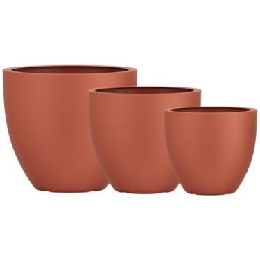 Imagem de Kit 3 Vasos Vietnamita Decorativo Fibra De Vidro 57cm 45cm E 36cm (Terracota Fosco)