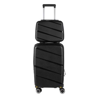 Imagem de Kit mala bordo 10kg com frasqueira de mao em Polipropileno - Buzios (Preto)