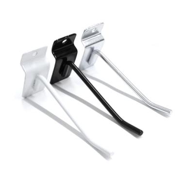 Imagem de 30 Ganchos Expositores para Painel Canaletado Aço Várias Medidas Organizador para Pendurar Ferramentas Cabos Capinha Celular (Preto, 10cm)