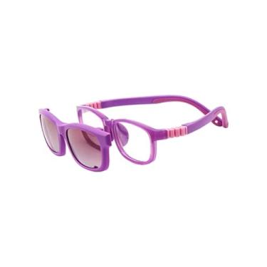Imagem de Armação De Óculos Infantil Para Grau E Solar Clip On 2 Em 1 (Roxo)